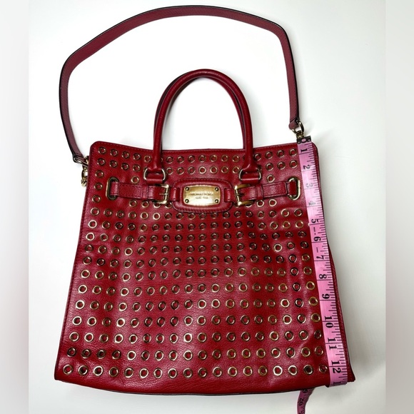 Michael Kors Women’s Leather Large Shoulder Tote Bag with Gold Studs - Picture 6 of 12